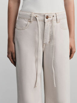 Джинсы wide leg с регулируемым поясом / Zarina  фото 5