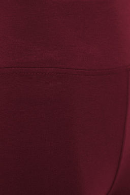 Bordo Toparlay?c? Beli Lastikli Yuksek Bel Esnek Orme Tayt TWOAW20TA0087
