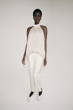 TOP HALTER PLISADO ZW COLLECTION / Perla / Beige