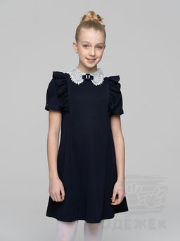 1098Q Платье школьное с коротким рукавом