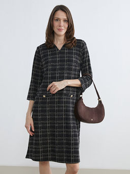 Ka??k Yaka Ekose Elbise