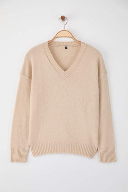 Wardrobe Essentials Kahverengi Yunlu Premium IplikBasic Genis Kal?p Triko Kazak | TWOAW26KZ00068 - Trendyolmilla фото 7