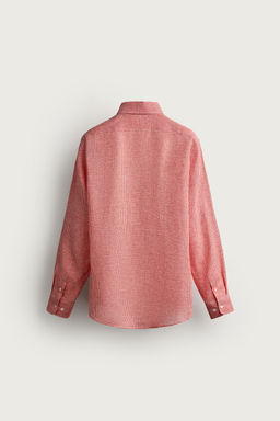 CAMISA REGULAR FIT CUADROS 100% LINO / Rojo - Zara фото 7