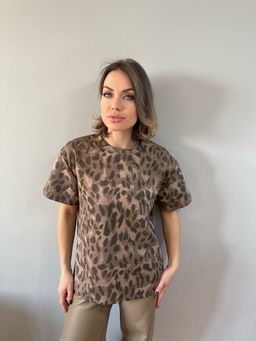 K13450 Футболка OVER SIZE (замша) КОРИЧНЕВЫЙ