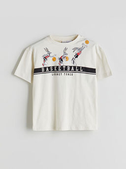 Bisiklet Yaka Bugs Bunny Bask?l? Erkek ?ocuk Ti??rt