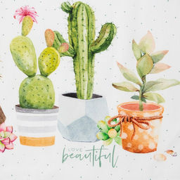 Полотенце Этель Кактусы 40х73 см, 100% хлопок, рогожка 160 гр/м2  фото 3