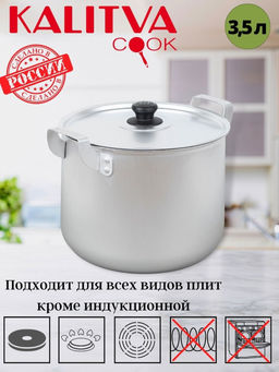 АЛ_ПОВАРСКАЯ Кастрюля 3,5 л, мет. руч, мет.крышка пласт. пипка арт.14035, 140356, 2414035 Калитва