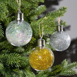 Набор ёлочных шаров Мишура цветная тёплая, 3 шт, d=8 см, 5 LED, от батареек, свечение белое - Luazon lighting фото 7