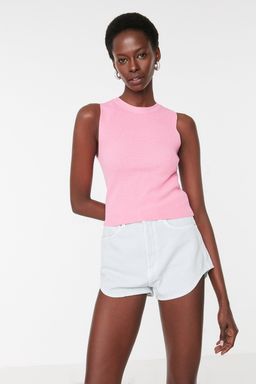 Trendyolmilla Pembe Bisiklet Yaka Triko Bluz TWOSS21BZ0098  фото 6