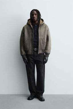 DOUBLE-FACED FAUX LEATHER WASHED JACKET