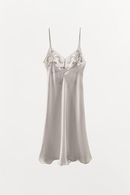 EMBROIDERED SATIN CAMISOLE DRESS - Zara фото 5