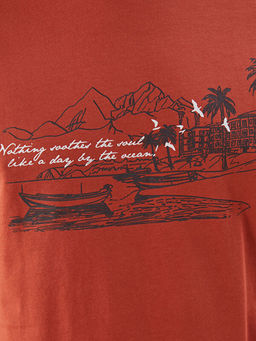 Bisiklet Yaka K?sa Kollu Bask?l? Penye Erkek Ti??rt