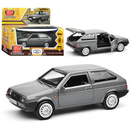 Машина металл LADA-2108 "Спутник" 12 см, (двери, багаж, серый) в коробке