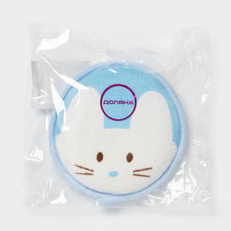 Мочалка детская для купания Доляна «Мышонок», d=11.5 см, голубая