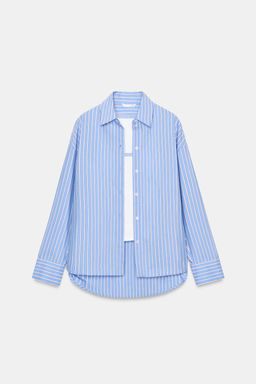 CAMISA OVERSIZE CON CAMISETA CINTUR?N / Azul / Blanco - Zara фото 9