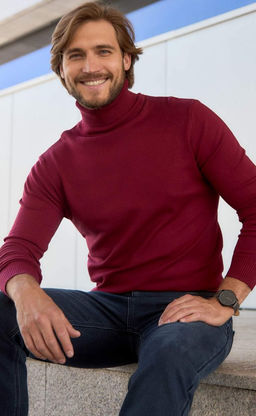 Водолазка мужская F121-01-868 бордовая - Fine joyce фото 2