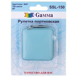 Gamma SSL-150 Рулетка портновская кожзаменитель пластик 150 см х 0.7 см в блистере №01 голубая