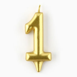 Цена за 2 шт. Свеча для торта, цифра «1», золото, 3×6 см