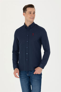 U. S. Polo Assn Мужская темно-синяя базовая рубашка с длинным рукавом
