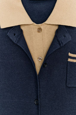 CONTRAST DOUBLE-LAYER KNIT POLO JACKET - Zara фото 5