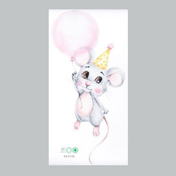 Наклейка интерьерная цветная «Мышонок в воздушным шариком», 29×57 см