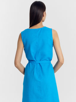 Сарафан женский лазурно-голубой изо льна и хлопка - Mark formelle фото 5