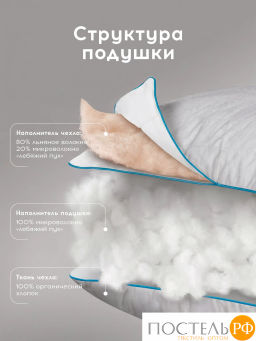 Подушка стеганая MEDSLEEP SKYLOR хлопок/лен/микровол.  фото 4