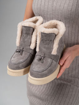 Ботинки 307.florida be.Серый замок замша/шерсть