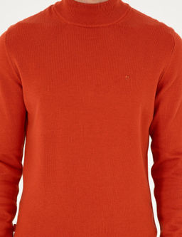 Turuncu Slim Fit Yar_m Bal_k__ Yaka Basic Triko Kazak - Pierre cardin фото 6