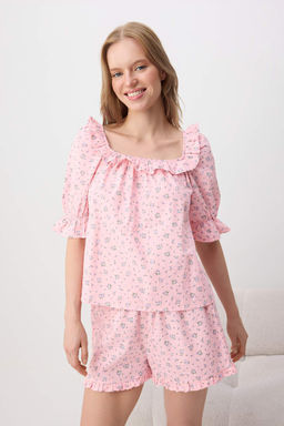 Pembe _i_ekli %100 Pamuklu Kesme Ponpon Dokuma Pijama Tak_m_ THMSS26PT00249 - Trendyolmilla фото 2