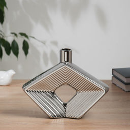 Ваза для цветов «Брэм», ромб, 23.5×20 см, керамика, серебристая