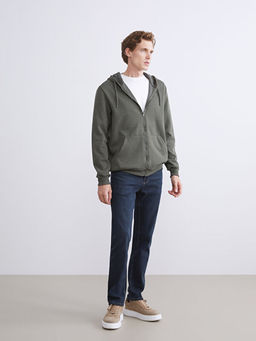 Kap??onlu Uzun Kollu Erkek Fermuarl? Sweatshirt