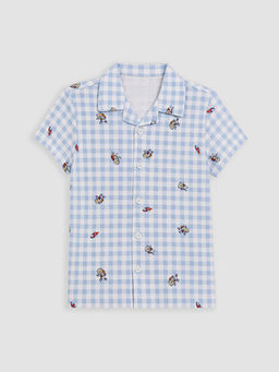 G?mlek Yaka Erkek ?ocuk ?ortlu Pijama Tak?m?