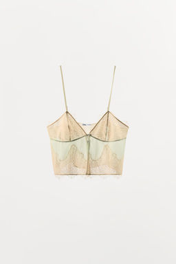 LACE-TRIMMED STRAPPY CAMISOLE TOP - Zara фото 4