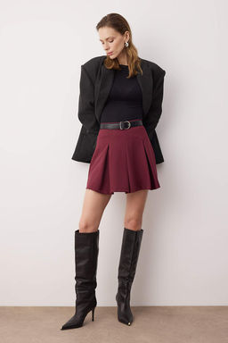 TRENDYOLMILLA Siyah Pileli Dokuma Sort Etek TWOAW24SR00006  фото 16