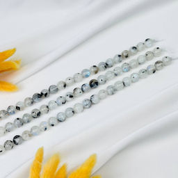 Бусины для украшений из Лунного камня с вкл. Турмалина (36 бусин) 38 см