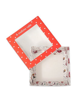 Цена за 5 шт. Коробка подарочная складная с пластиковым окном, упаковка, Люблю тебя, 14?14?8 см