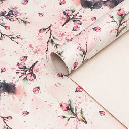 Цена за 10 шт. Бумага упаковочная, крафт белый Сакура, 70х100 см