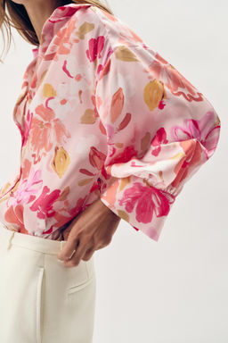 CAMISA SATINADA ESTAMPADO FLORAL / Multicolor - Zara фото 5