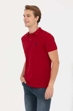 Мужская бордово-красная футболка с воротником поло Basic - U.s. polo assn фото 3