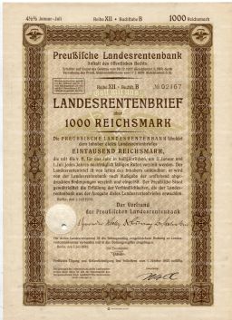 Облигация 4,5% 1000 рейхсмарок 1939 года Германия