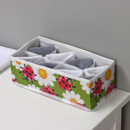 Органайзер для хранения белья Доляна Божьи коровки, 8 ячеек, 281410 см, зелёный фото 7