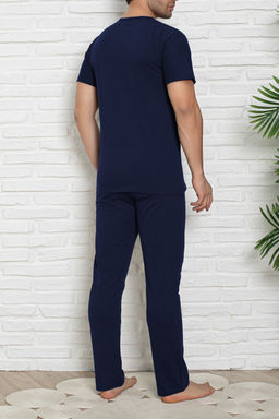 Trendyolmilla Man Lacivert Regular Fit Orme Pijama Tak?m? TMNSS25PT00040  фото 4