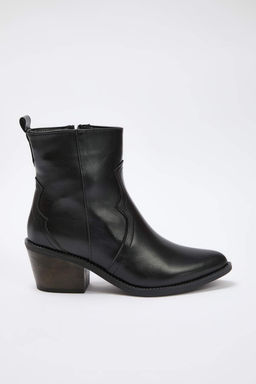 Siyah Dokulu Kad?n 5 cm Blok Topuklu Kovboy Bot TAKAW25BO00033