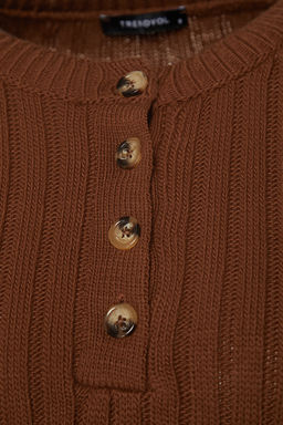 Koyu Kahverengi Genis Kal?p Triko Alt-Ust Tak?m TWOAW22AU0039