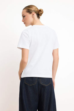 Ekru Slogan Regular/Normal Kal?p K?sa Kollu Tok %100 Pamuk Orme T-Shirt TWOSS26TS00120 - Trendyolmilla фото 4