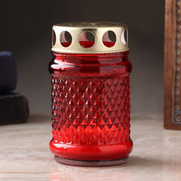 Поминальная свеча парафиновая в стеклянном подсвечнике Лампада цилиндр, 11?7 см, красная