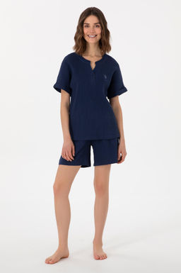 Kad_n Lacivert Pijama Tak_m_ Sepette S_rpriz _ndirim