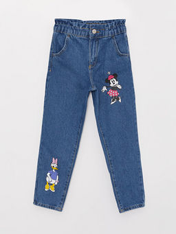 Paperbag Fit Minnie Mouse Bask?l? K?z ?ocuk Jean Pantolon