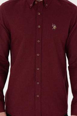 Мужская базовая рубашка бордового цвета с длинным рукавом Неожиданная скидка в корзине - U.s. polo assn фото 7